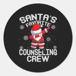 Santa's Favorite Counseling Crew Christmas Classic Round Sticker