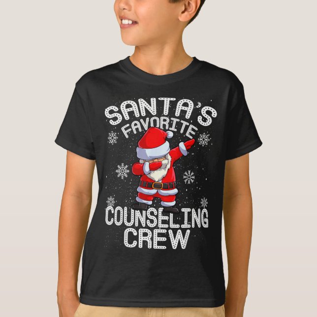 Santa's Favorite Counseling Crew Christmas  T-Shirt (Front)