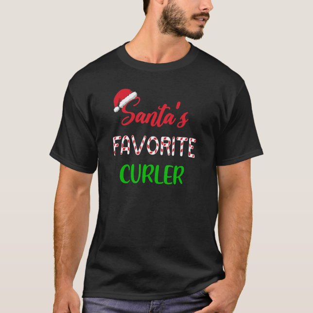 Santas Favorite Curler   Funny Curling Christmas T-Shirt (Front)
