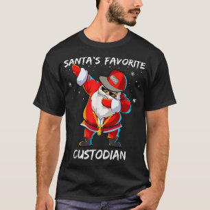 Santa's Favorite Custodian Funny Dabbing Santa Chr T-Shirt