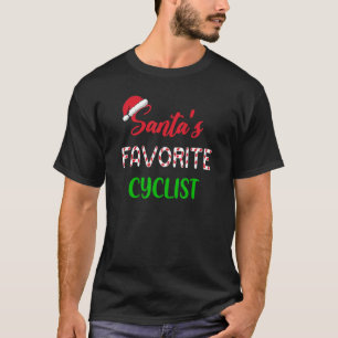 Santas Favorite Cyclist   Funny Cycling Christmas T-Shirt