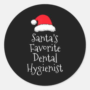 Santas Favorite Dental Hygienist - Christmas Funny Classic Round Sticker