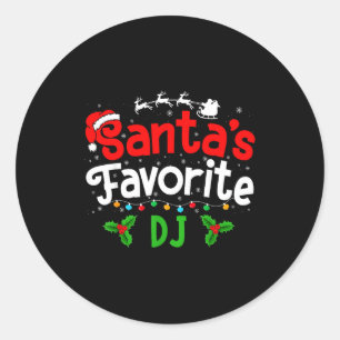 Santa's Favorite Dj Christmas Party  Classic Round Sticker