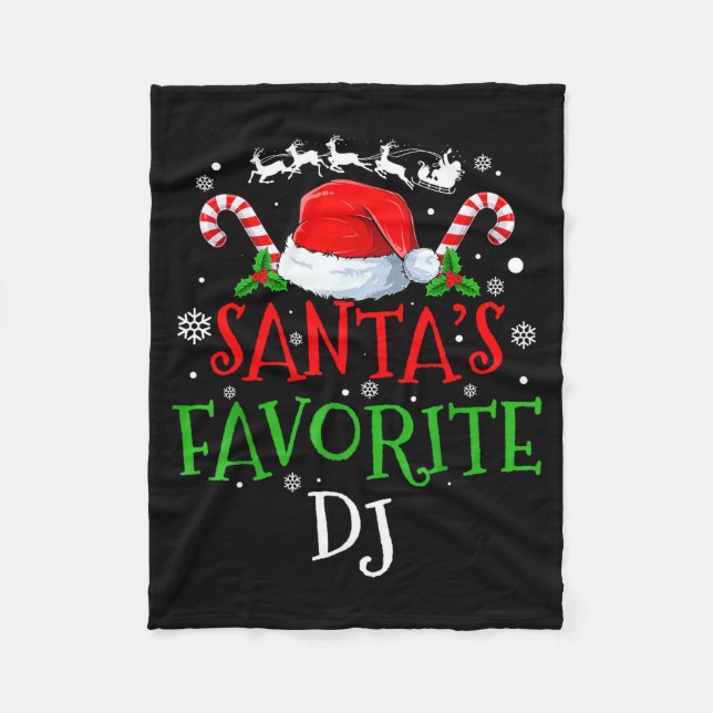 Santa's Favorite Dj Christmas Party  Fleece Blanket (Front)