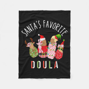 Santa's Favorite Doula Nurse Christmas Stpartum Mi Fleece Blanket