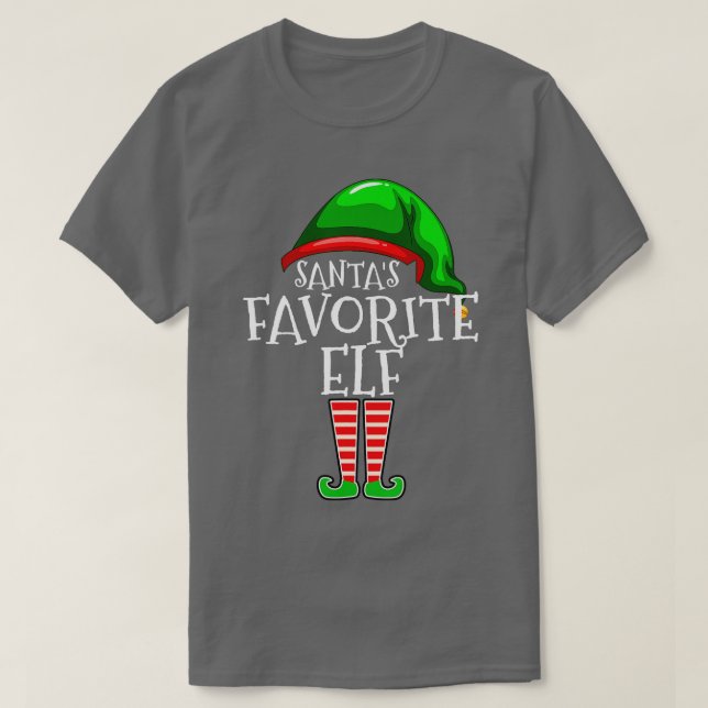 Santas Favorite Elf Group Matching Family Christma T-Shirt (Design Front)