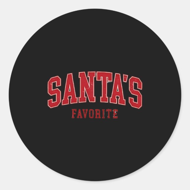 Santas Favorite Funny Cute Kids Christmas  Classic Round Sticker (Front)