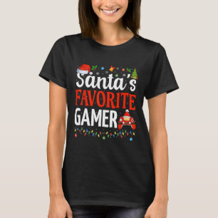 Santa's Favorite Gamer Christmas Funny Gaming Xmas T-Shirt