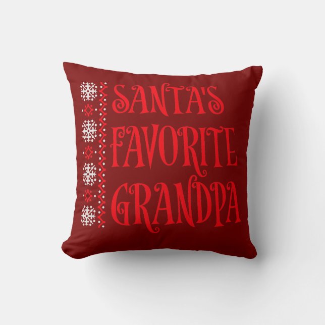 Santa's Favorite Grandpa Christmas Ugly Sweater Cushion (Front)