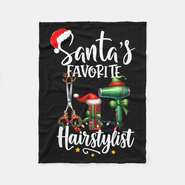 Santa's Favorite Hair Stylist Christmas Hairdresse Fleece Blanket (Front)