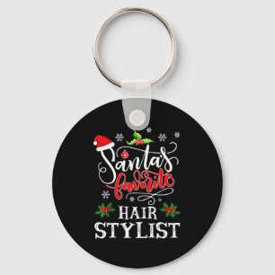 Santa's Favorite Hair Stylist Santa Hat Christmas Key Ring