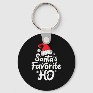 Santa's Favorite Ho Funny Christmas Women Xmas San Key Ring