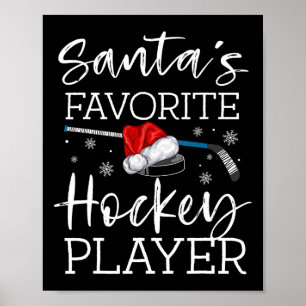 Santa's Favorite Hockey Player Funny Pajama Christ Poster