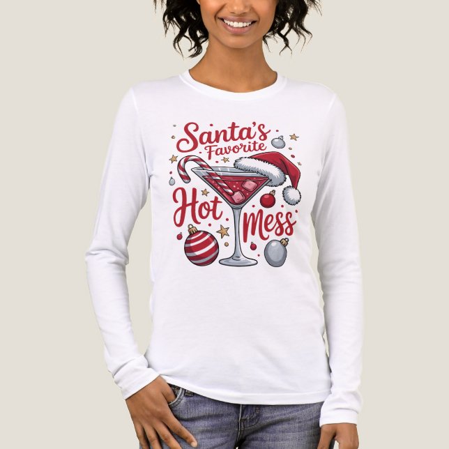 Santa's favorite hot mess, christmas shirt, festiv Tri-Blend shirt (Front)