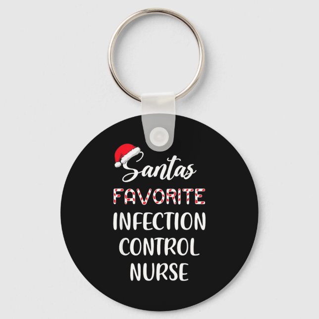 Santa's Favorite Infection Control Nurse Christmas Key Ring (Front)