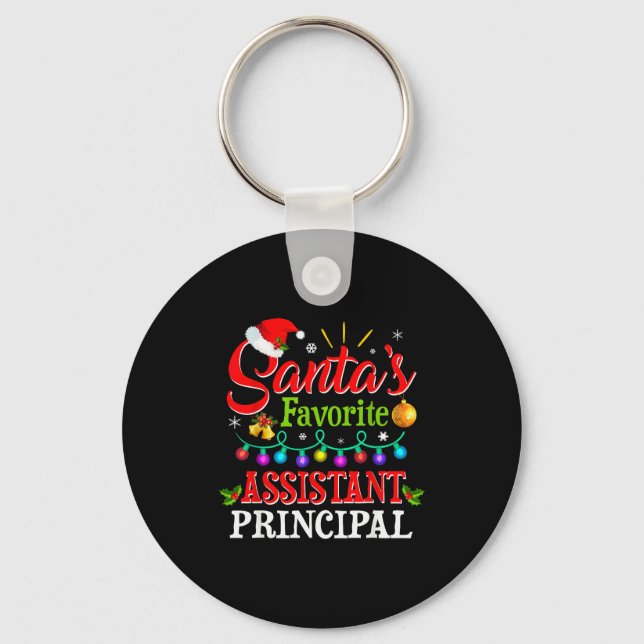 Santa's Favorite Istant Principal Christmas Light  Key Ring (Front)