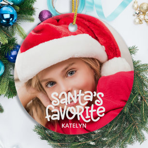 Santa's Favorite Kids Baby Photo Christmas Ceramic Tree Decoration