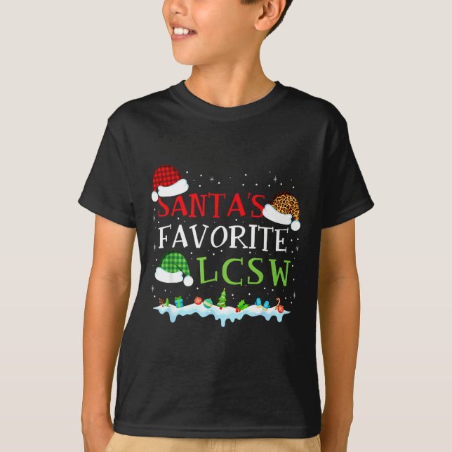 Santa's Favorite Lcsw Fun Christmas  T-Shirt (Front)
