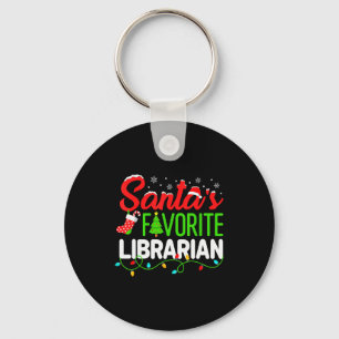 Santa's Favorite Librarian Christmas Library Book  Key Ring