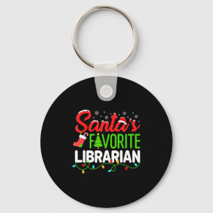 Santa's Favorite Librarian Christmas Library Book  Key Ring