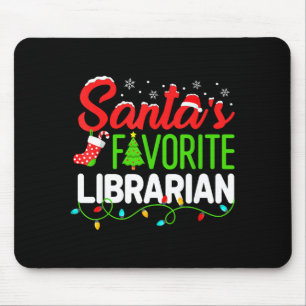 Santa's Favorite Librarian Christmas Library Book  Mouse Pad