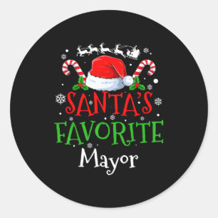 Santa's Favorite Mayor Christmas Party  Classic Round Sticker