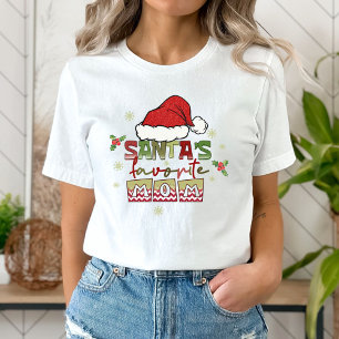 Santa's Favorite Mom T-shirt, Cristmas Mama Gift T-Shirt