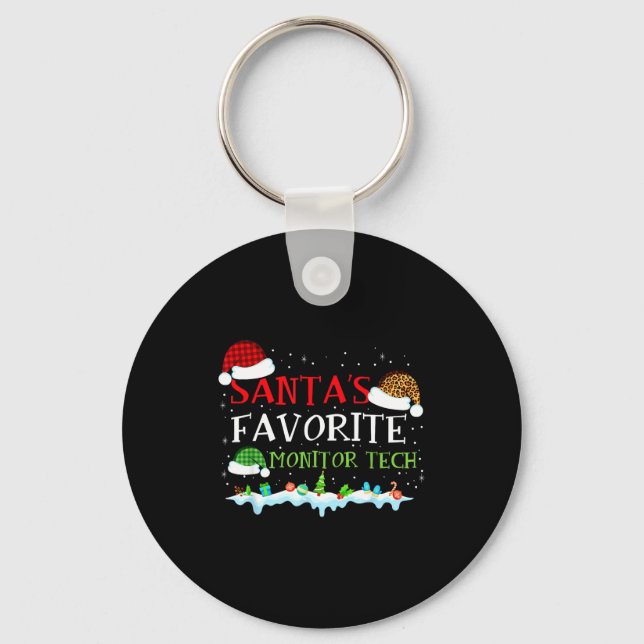 Santa's Favorite Monitor Tech Fun Christmas  Key Ring (Front)