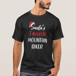 Santas Favorite Mountain Biker Christmas Mountain T-Shirt
