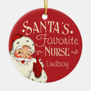 Santa's Favorite Nurse Ceramic Tree Decoration