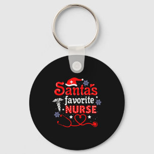 Santa's Favorite Nurse Christmas Short Sleeve  Key Ring