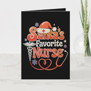 Santa's Favorite Nurse Christmas Xmas Holiday Card