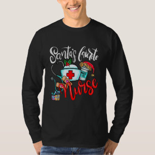 Santas Favorite Nurse  Christmas Xmas RN CNA Nursi T-Shirt
