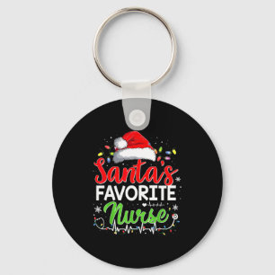 Santa's Favorite Nurse Funny Christmas Nurse Xmas Key Ring