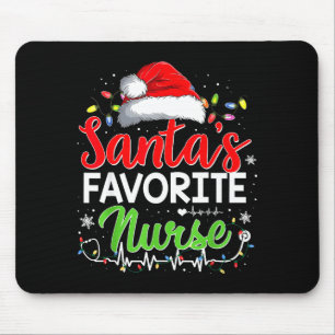 Santa's Favorite Nurse Funny Christmas Nurse Xmas  Mouse Pad