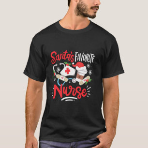 Santas Favorite Nurse Funny Christmas RN Scrub Top