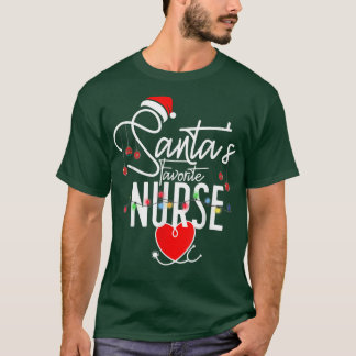 Santas Favorite Nurse Funny Christmas Santa Hat Li T-Shirt