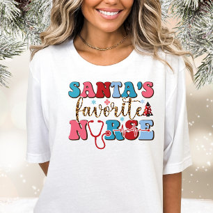  Santa's Favorite Nurse Funny Christmas T-Shirt