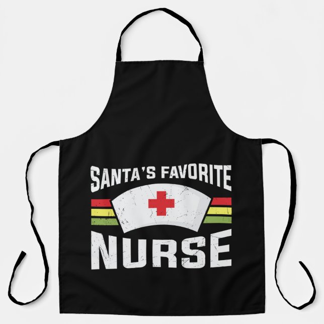 Santa's Favorite Nurse - Nurse Cap Apron (Front)