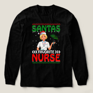 Santa's Favorite Nurse Professional Funny Christma Tri-Blend Shirt