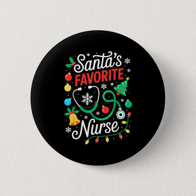 Santa's Favorite Nurse Shirt Men Women Funny Chris 6 Cm Round Badge (Front)