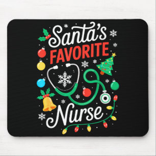 Santa's Favorite Nurse Shirt Men Women Funny Chris Mouse Pad