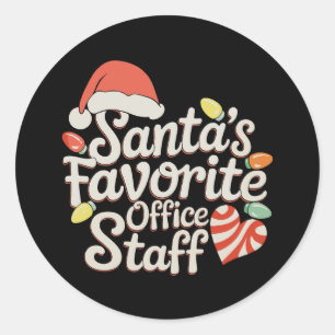 Santa's Favorite Office Staff Christmas Lights Classic Round Sticker