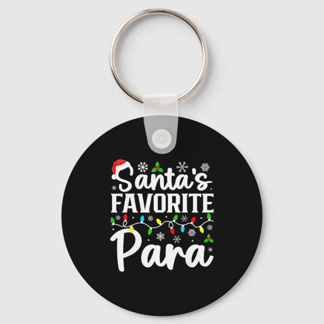 Santa's Favorite Para Funny Christmas Family Match Key Ring (Front)