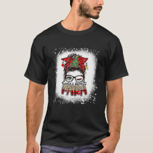 Santa's Favorite Para Messy Bun Mom Christmas Blea T-Shirt