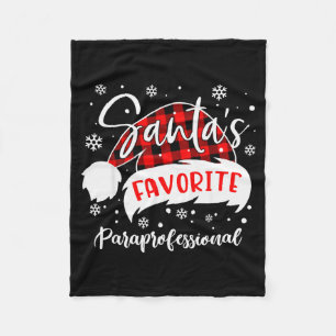 Santa's Favorite Paraprofessional Hat Flannel Chri Fleece Blanket