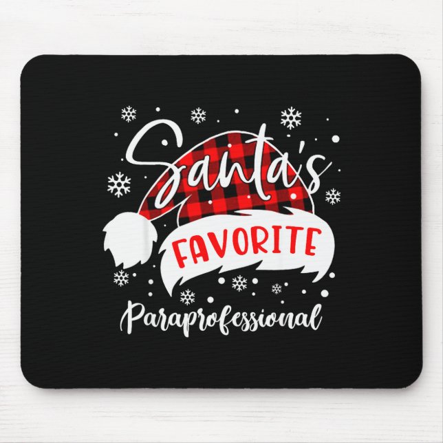 Santa's Favorite Paraprofessional Hat Flannel Chri Mouse Pad (Front)