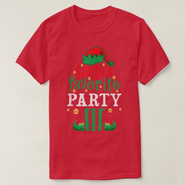 Santas Favorite Party Elf Christmas Matching  T-Shirt (Design Front)