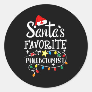 Santa's Favorite Phlebotomist Christmas Phlebotomy Classic Round Sticker
