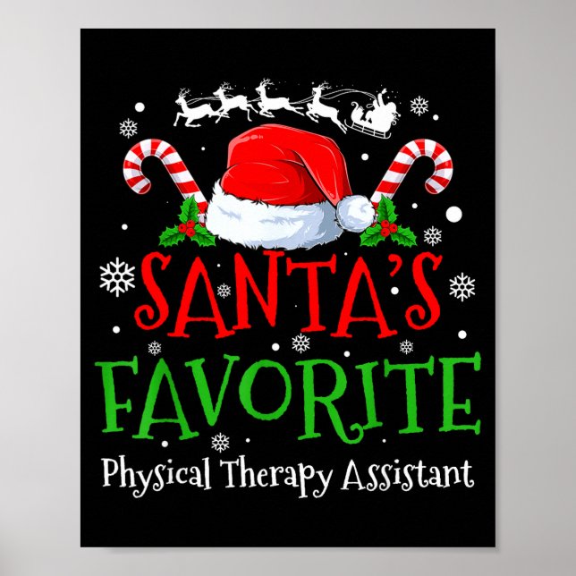 Santa's Favorite Physical Therapy Istant Christmas Poster (Front)